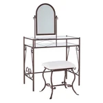 Linon Clarisse Metal & Glass Vanity Padded Stool Set Arched Mirror Bronze. Fixed Price $155.04.