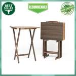 Mainstays 4 Piece Tv Tray Table Set Folding Wood Rustic Espresso Rack. Fixed Price $55.97.