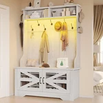 Hall Tree With Bench And Shoe Storage, 5-IN-1 Entryway Coat Rack. Fixed Price $154.98.
