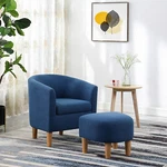 Modern Living Room Club Sofa With Ottoman - Linen Fabric, Elegant Accent Chair. Fixed Price $145.99.