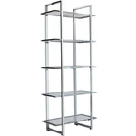 Coaster Contemporary Rectangular Metal Bookcase With 5-SHELF In Chrome. Fixed Price $300.47.