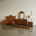 Vintage Lexington Solid Wood Bedroom Set Mirror Dresser Nightstand & Queen. Fixed Price $1280.00.